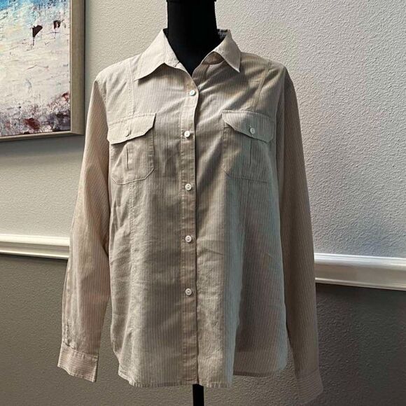 CHICO'S striped button down long sleeve blouse size 2 - Picture 5 of 11